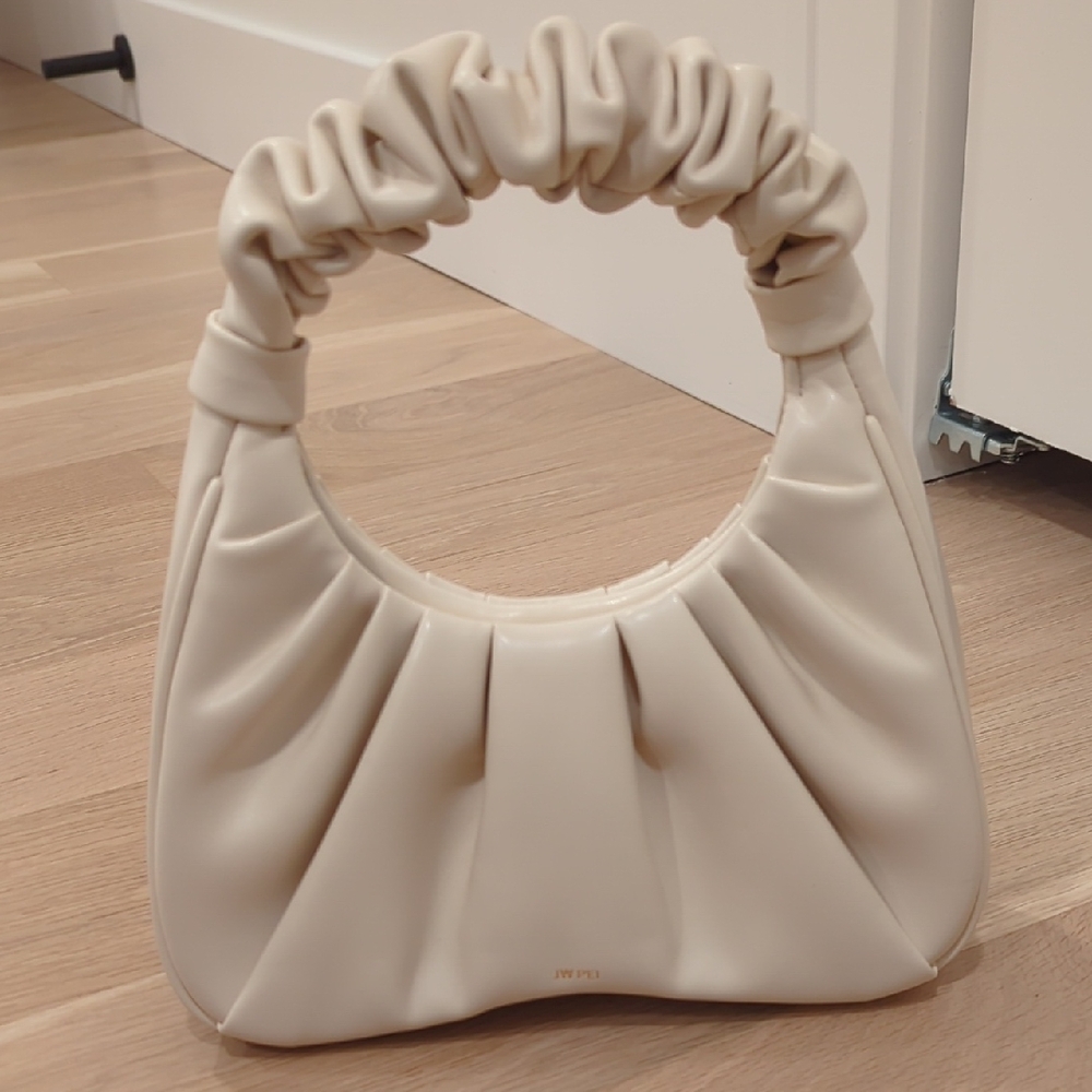 JW PEI Gabbi Ruched Faux Leather Bag Ivory